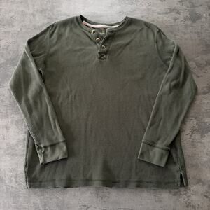 Outdoor Life Mens Field Thermal Henley Shirt L Green Long Sleeve Waffle Knit